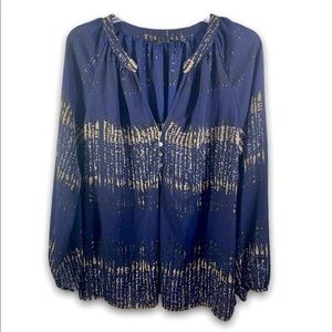 ZOA New York Blouse | Long Sleeve | Navy Blue, Black, Cream| Size Medium